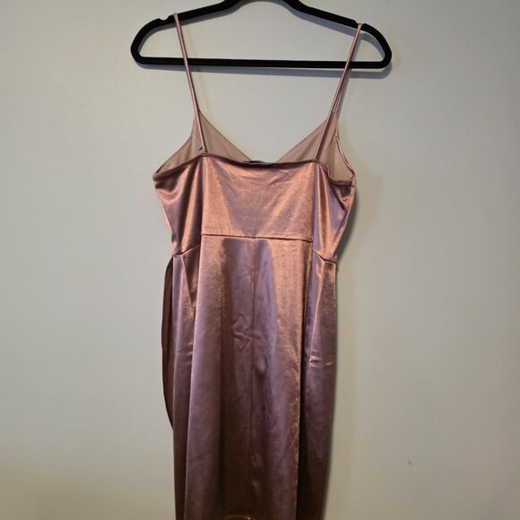 Lulus Forever Your Girl Mauve Satin Bodycon Dress - Large - Picture 3 of 5